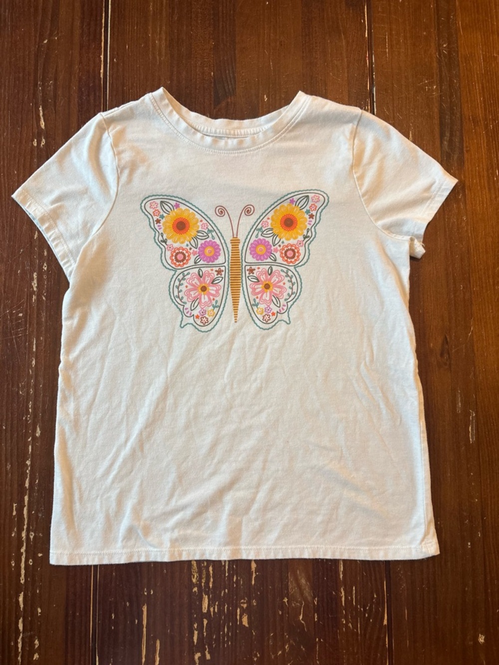 Cat & Jack White Tee with Multicolor Floral Butterfly